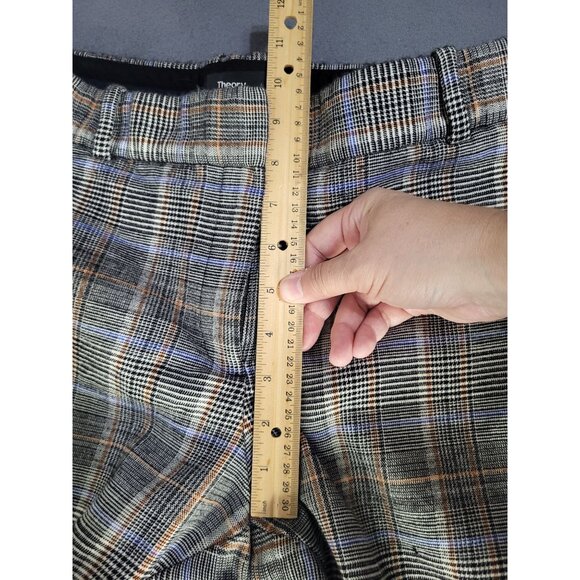 Theory Wool Blend Trousers Size 8 Autumn Plaid Straight Leg Ankle Acadamia - Picture 7 of 11